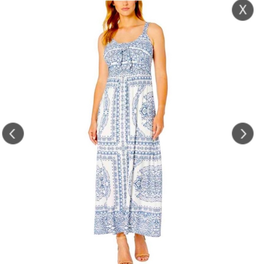 Women’s London Times Blue/White Maxi Dress Size 8 Medium